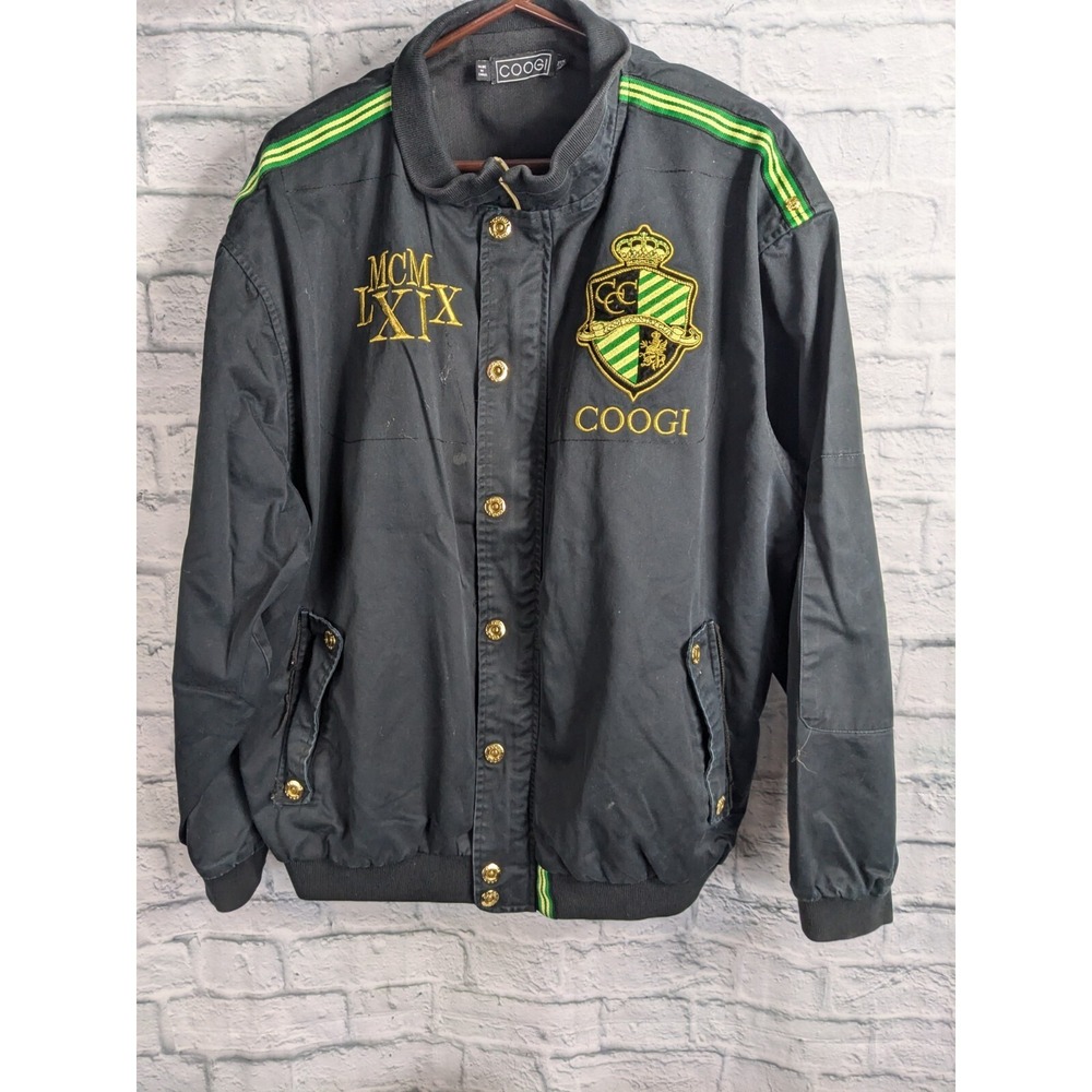 Coogi Mens Jacket Size 3XL Black With Gold  Full Zip Coat (Read)